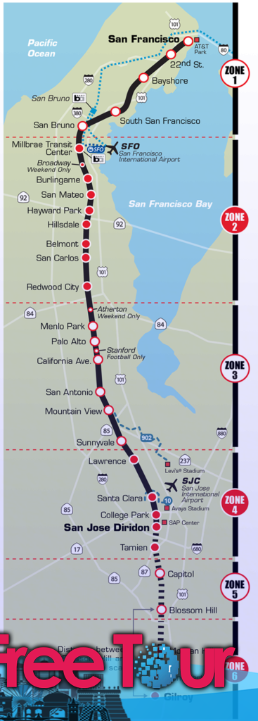Caltrain Zone Map 367x1024 - Cómo viajar en Caltrain en San Francisco